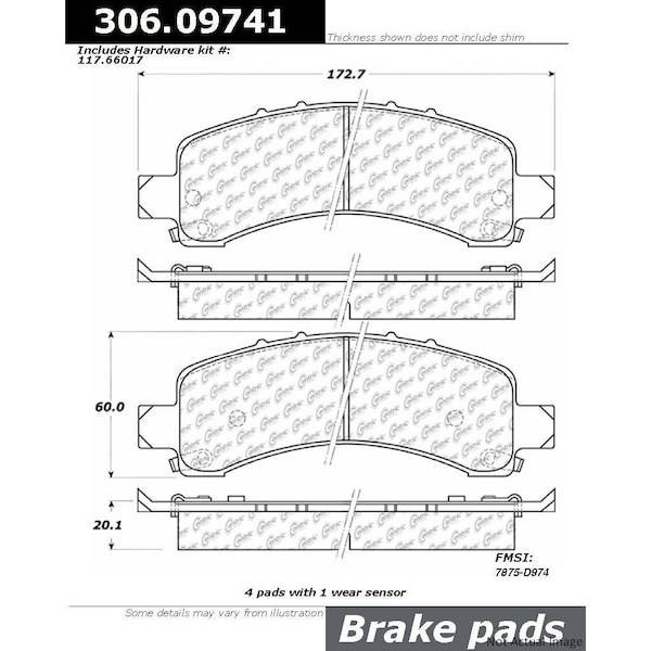 Centric Parts Fleet Performance Brake Pad W/Hardware, 306.09741 306.09741 - main
